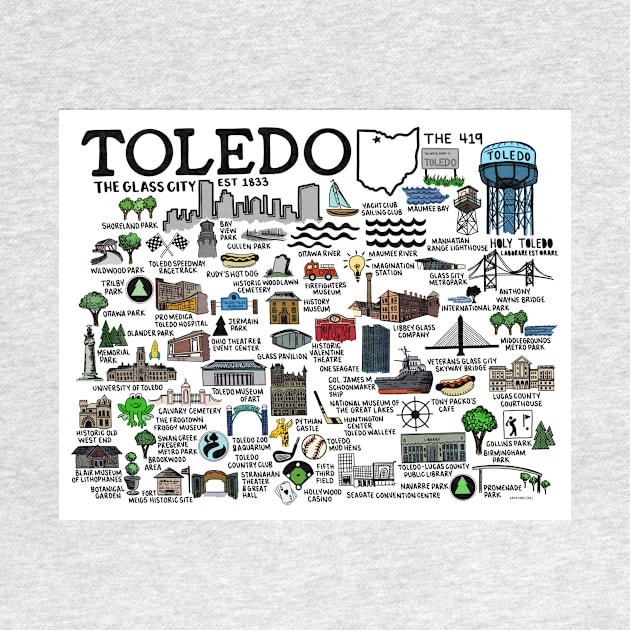 Toledo Ohio Map by fiberandgloss